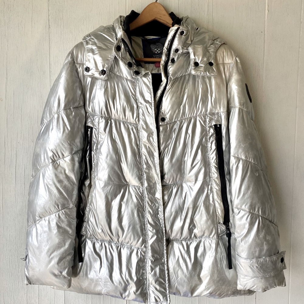 Vince Camuto Silver Puffer Coat with hood